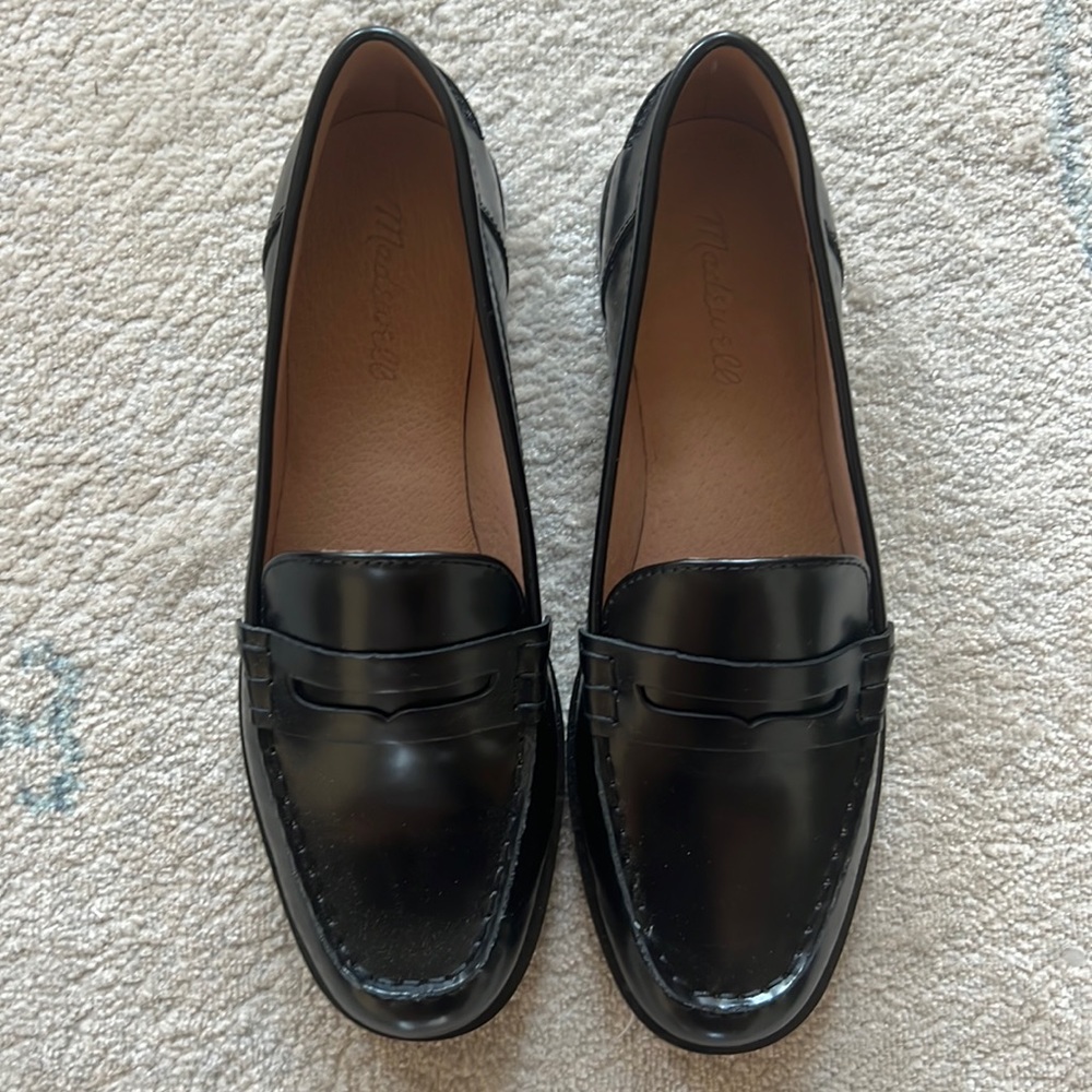 Madewell nj255 the nye penny loafers leather true black